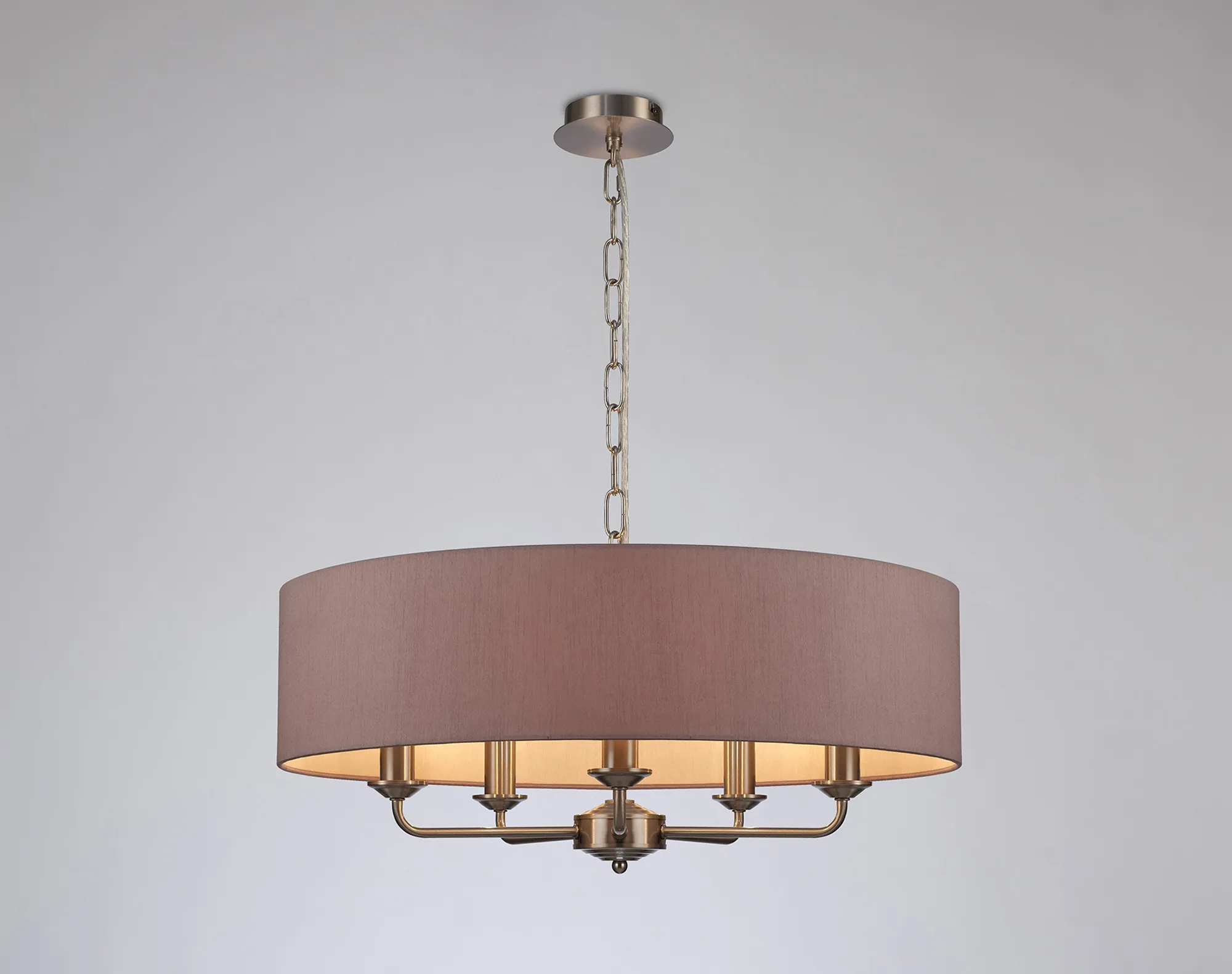 Banyan 60cm 5 Light Pendant Satin Nickel; Taupe/Halo Gold DK0069  Deco Banyan SN TA